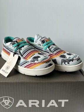 Ariat Girls Canvas Slip On Hilo Casual Shoe in Multicolor Buffalo Print